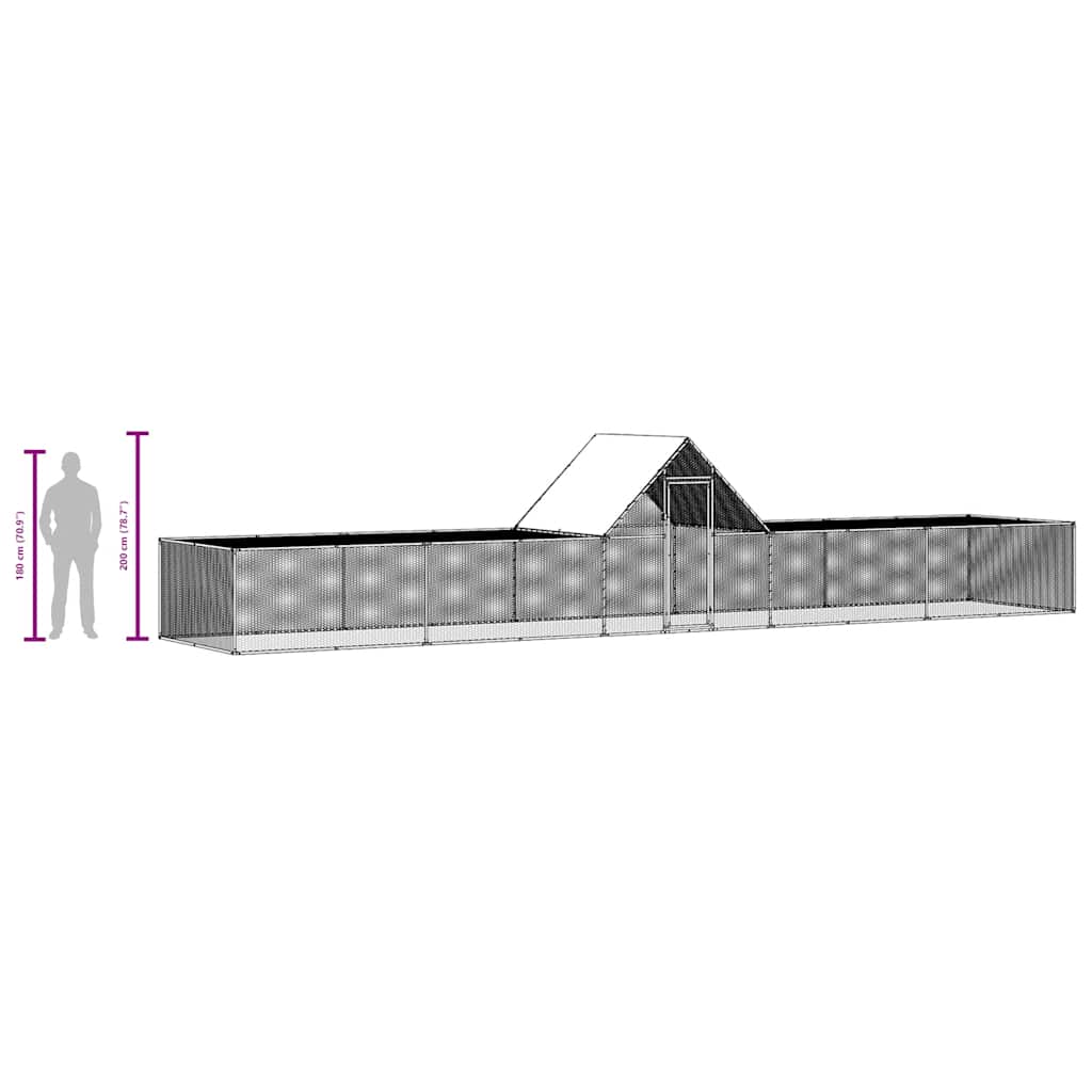Hühnerkäfig Hühnerstall Stahl 10 x 2 x 2m Auslauf Freigehege Tierkäfig Geflügelstall
