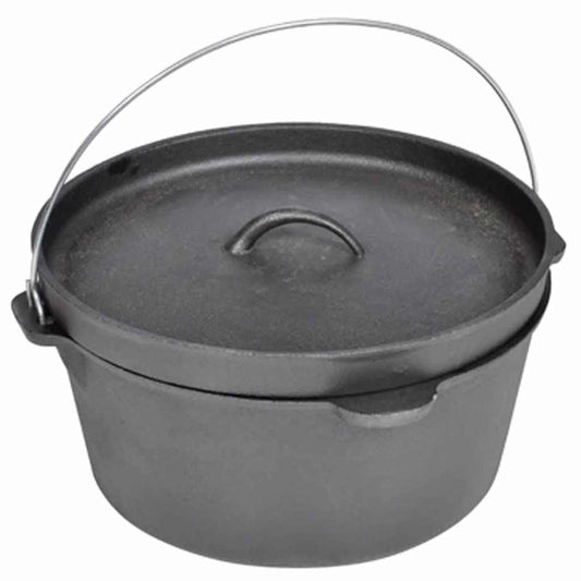 Dutch Oven Bräter Gusseisen 8,8 Liter Holländischer Ofen Schwarz ca. 30cm