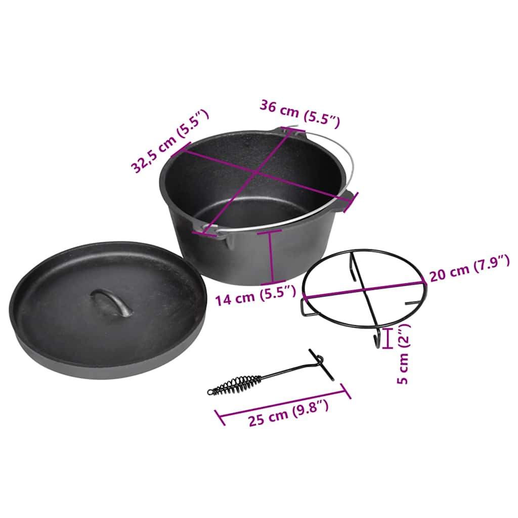 Dutch Oven Bräter Gusseisen 8,8 Liter Holländischer Ofen Schwarz ca. 30cm