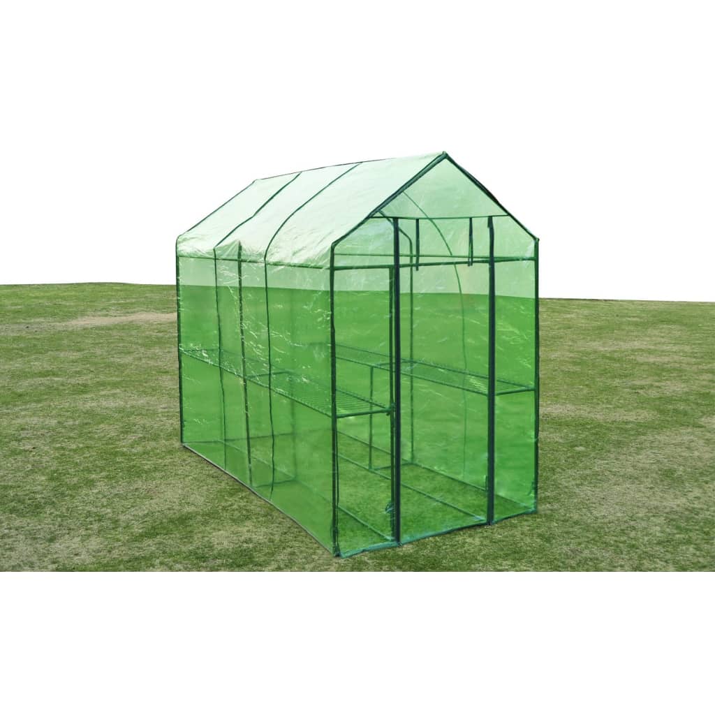 Tomatenhaus 120x240x190 cm Gewächshaus Stahl XL Foliengewächshaus
