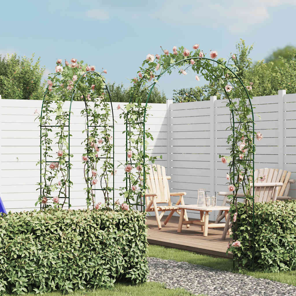 2x Garten Rosenbogen 240 cm Torbogen Rankgitter Rosensäule Eisen Grün