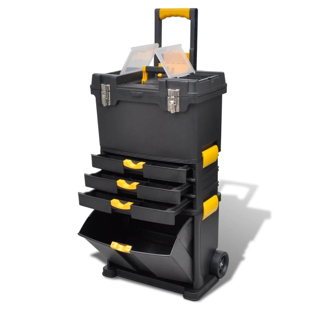 Werkzeugtrolley mit Rädern Werkzeugkasten Werkstatt 46x28x82 cm Werkzeugkoffer