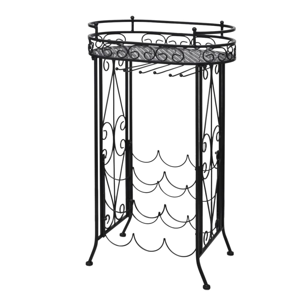 Weinregal für 9 Flaschen mit Stielglashalter Metall 46 x 28,5 x 77,5 cm Elegant Serviertisch