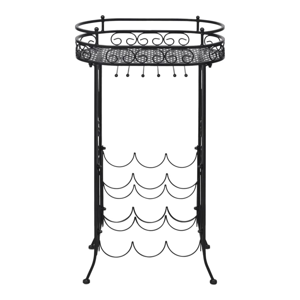 Weinregal für 9 Flaschen mit Stielglashalter Metall 46 x 28,5 x 77,5 cm Elegant Serviertisch