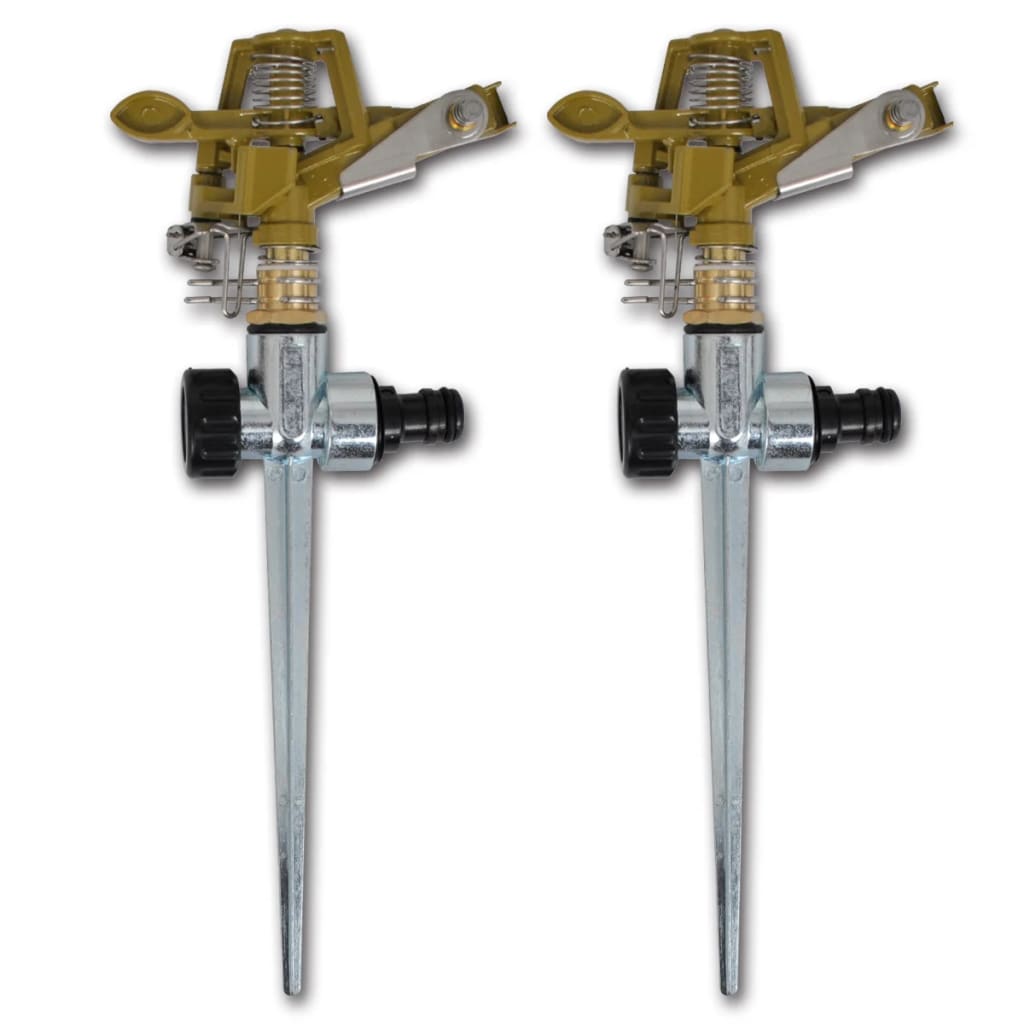 Impuls Sprinkler 2er Set Gartenbewässerung Zink Metallspitzen Rasensprenger