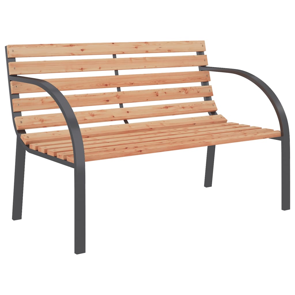 Gartenbank 120 cm Holz und Eisen braun modern geschwungen