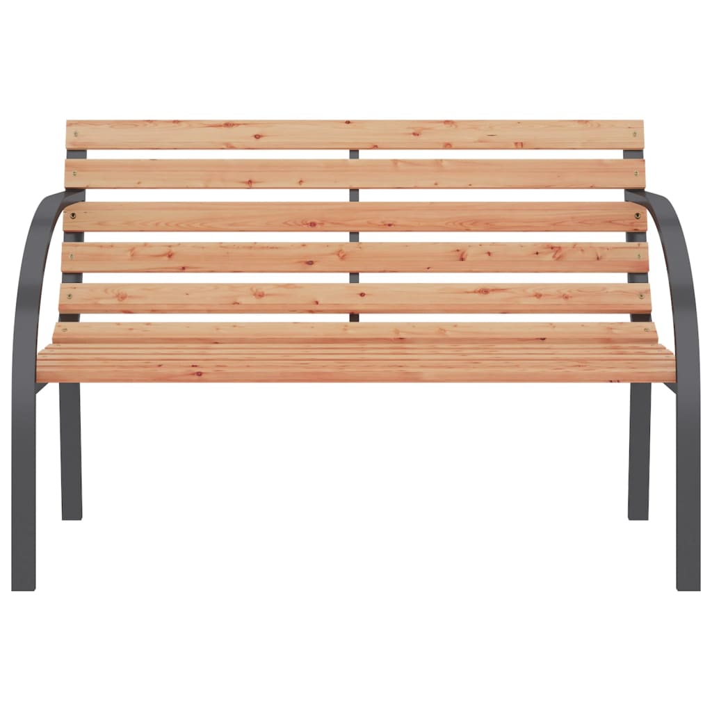 Gartenbank 120 cm Holz und Eisen braun modern geschwungen