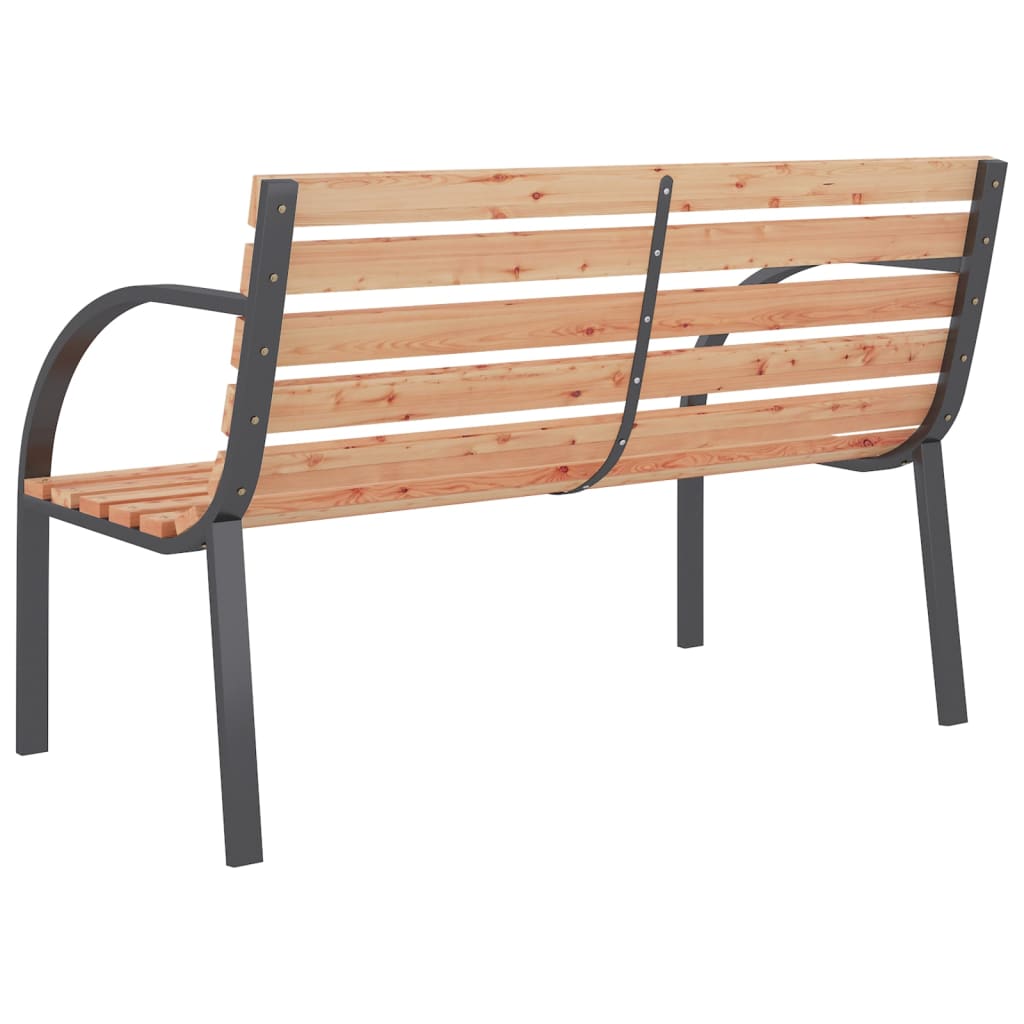 Gartenbank 120 cm Holz und Eisen braun modern geschwungen