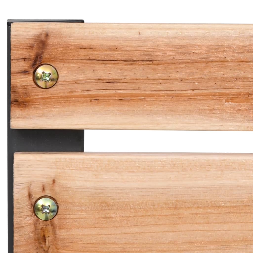 Gartenbank 120 cm Holz und Eisen braun modern geschwungen
