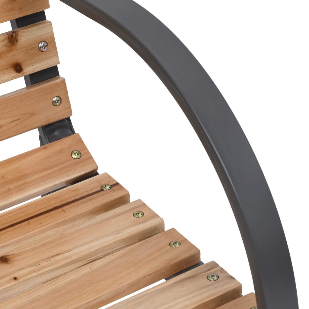 Gartenbank 120 cm Holz und Eisen braun modern geschwungen