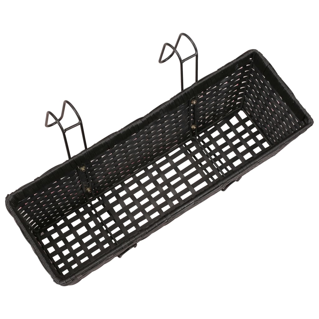 Balkon-Pflanzkästen 2 Stk. Blumenkübel 50 x 17 cm Pflanzenkübel Polyrattan Schwarz