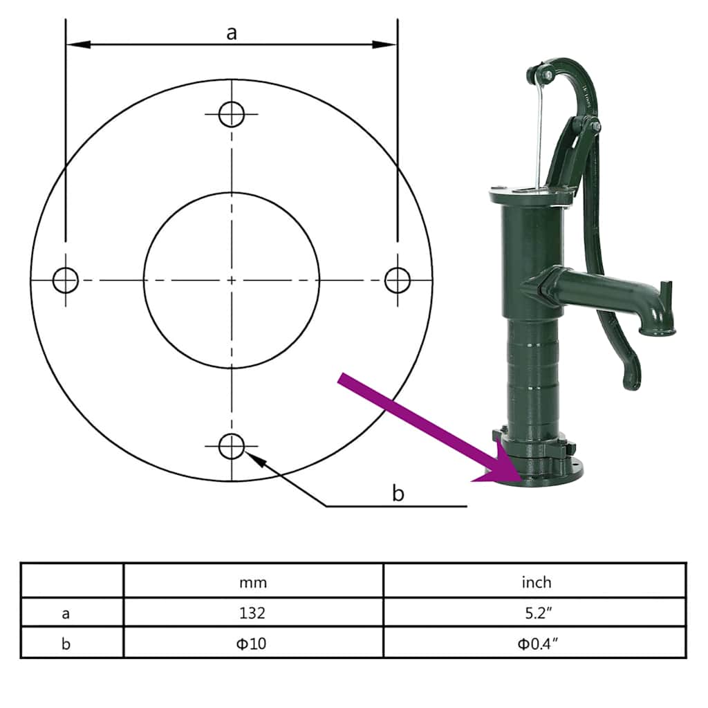 Handschwengelpumpe Gartenpumpe Gusseisen grün Brunnenpumpe Handpumpe