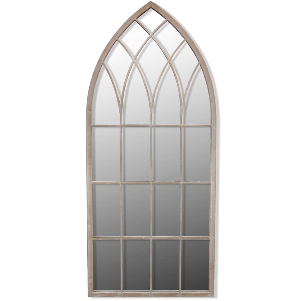 Rustikaler Gartenspiegel Bogen 50×115 cm weiß mit Rosteffekt Indoor und Outdoor