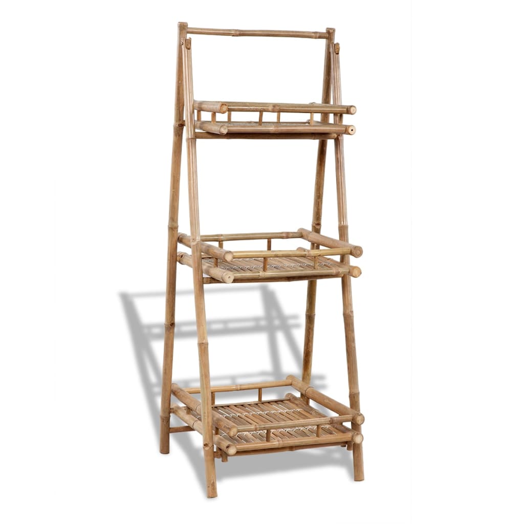 Bambus-Pflanzenständer dreistufig 56x50x145cm faltbar braun Blumenregal