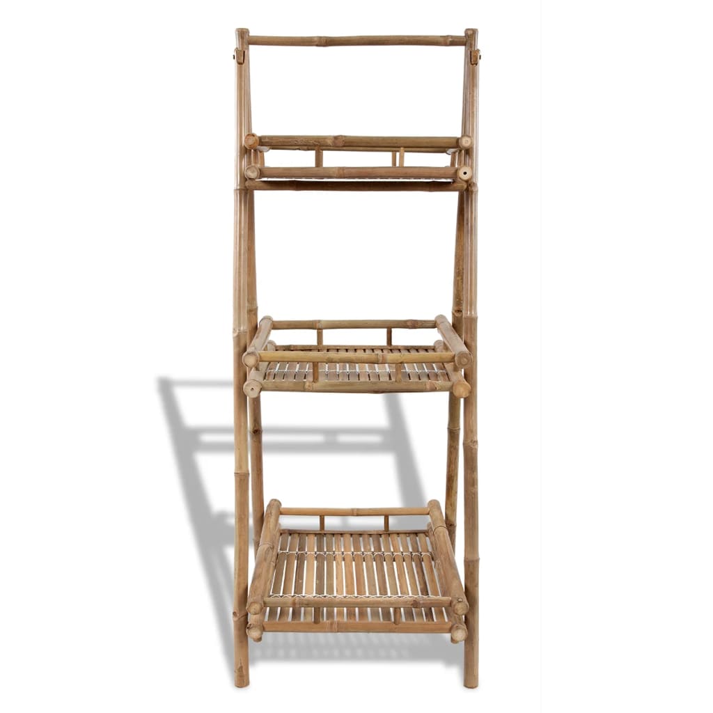Bambus-Pflanzenständer dreistufig 56x50x145cm faltbar braun Blumenregal