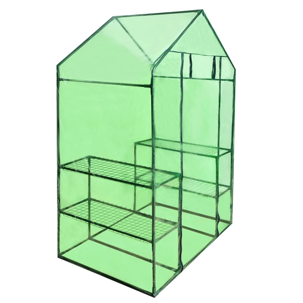 Begehbares Foliengewächshaus 4 Regale 120 x 80 x 190 cm Grün Stahl PVC