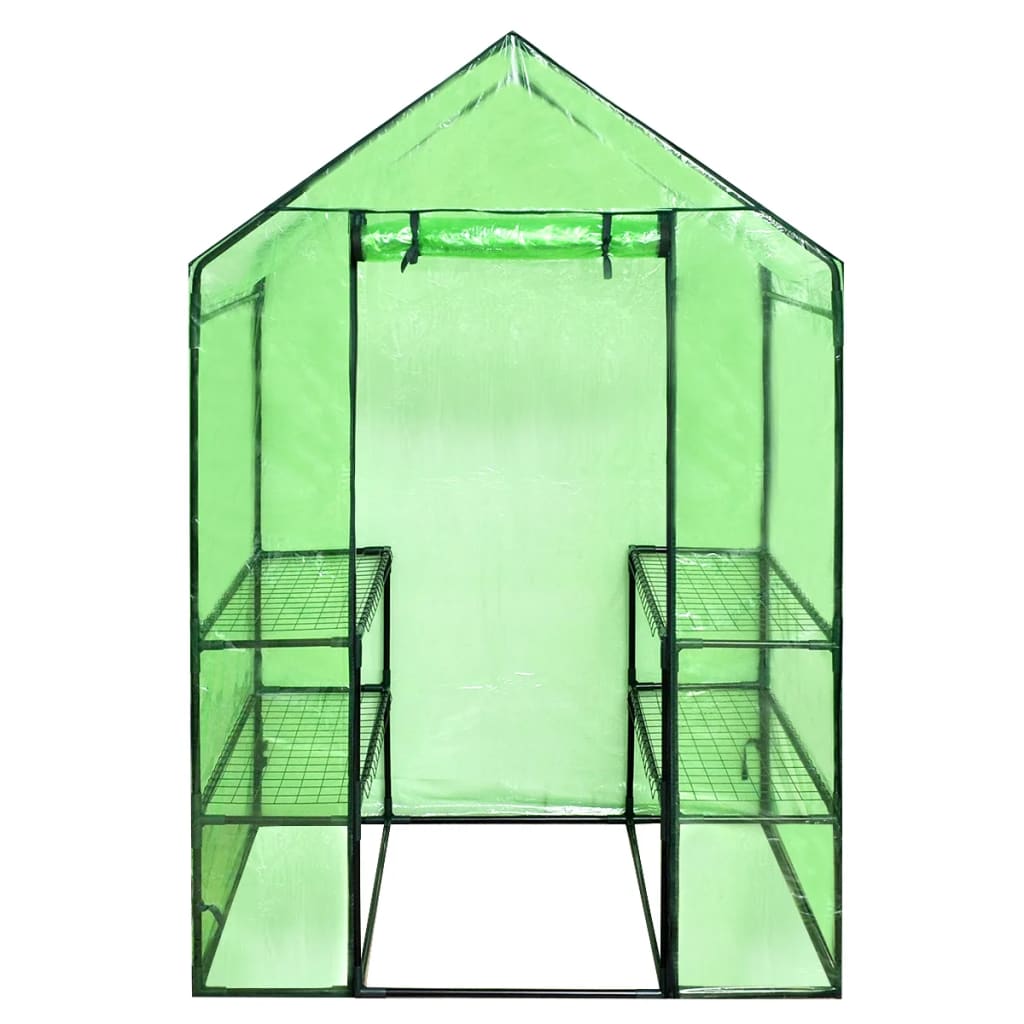 Begehbares Foliengewächshaus 4 Regale 120 x 80 x 190 cm Grün Stahl PVC