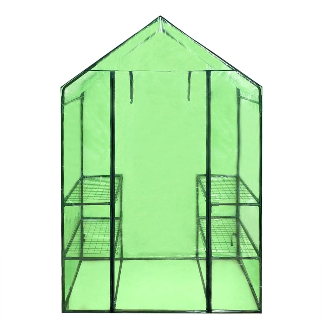 Begehbares Foliengewächshaus 4 Regale 120 x 80 x 190 cm Grün Stahl PVC