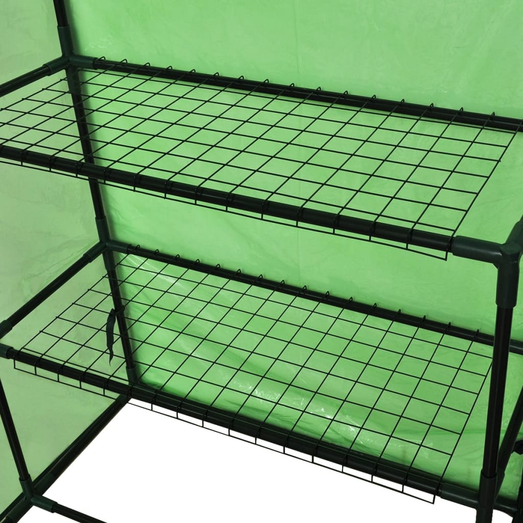 Begehbares Foliengewächshaus 4 Regale 120 x 80 x 190 cm Grün Stahl PVC