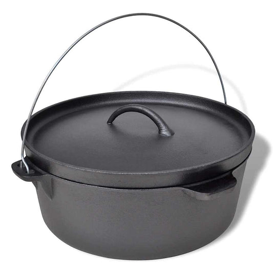 Dutch Oven Bräter Gusseisen ca. 11,3 Liter Holländischer Ofen Schwarz 43 x 40 x 19 cm