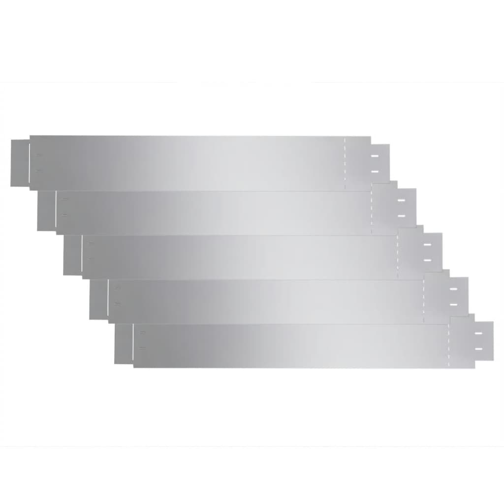 Rasenkante flexible Beeteinfassung 5-er Set 100 x15 cm Verzinkter Stahl silber