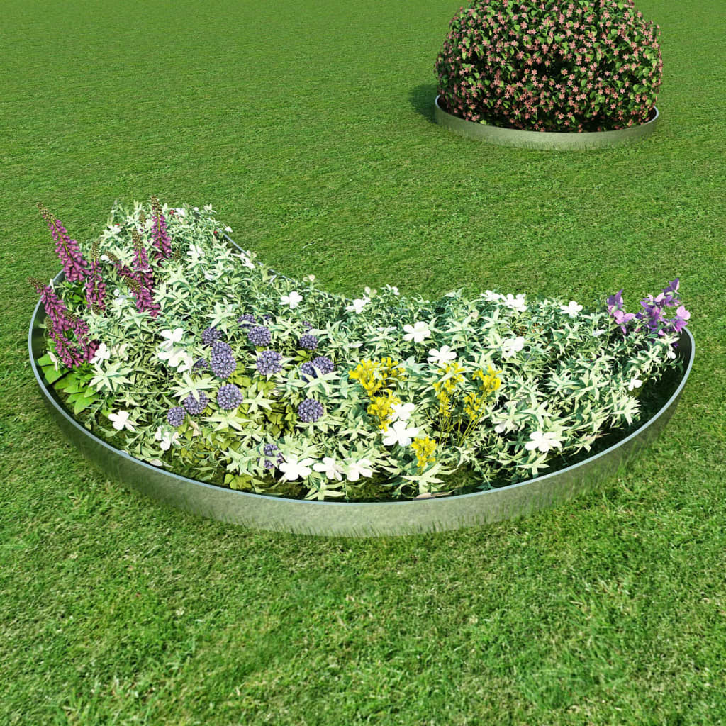 Rasenkante flexible Beeteinfassung 5-er Set 100 x15 cm Verzinkter Stahl silber