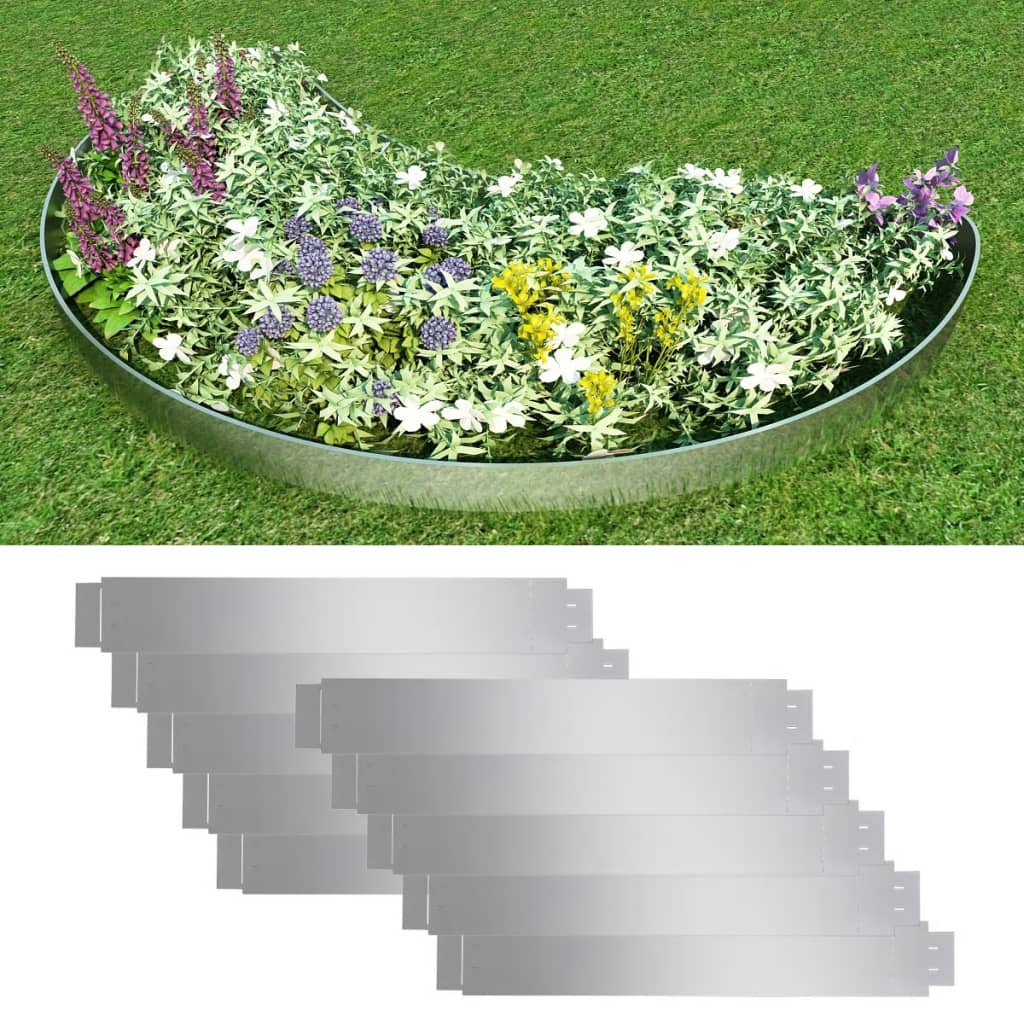 Rasenkante flexible Beeteinfassung 10 Stk 100x15 cm Verzinkter Stahl individuell