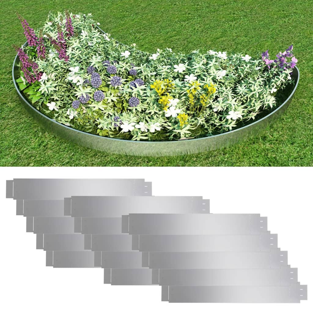 Rasenkante Flexible Beeteinfassung 15 Stk 100x15 cm Verzinkter Stahl