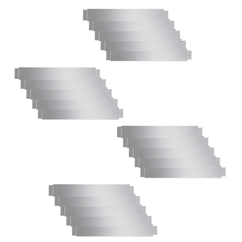 Rasenkante 20 Stk. Flexible Beeteinfassung 100x15 cm Verzinkter Stahl silber