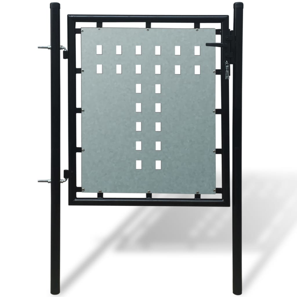 Zauntor Gartentor Einzeltor schwarz 100 x 125 cm Stahl Terrassentür Gartentür