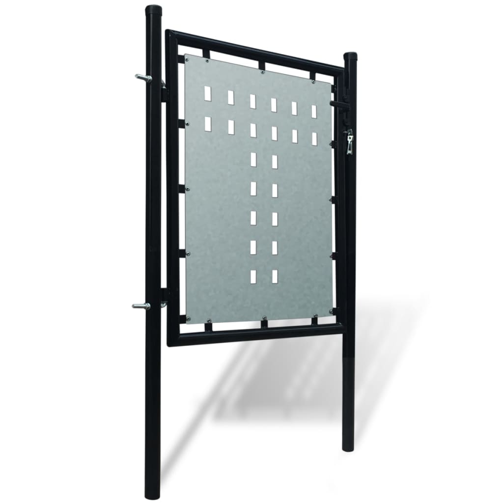 Zauntor Gartentor Einzeltor schwarz 100 x 125 cm Stahl Terrassentür Gartentür