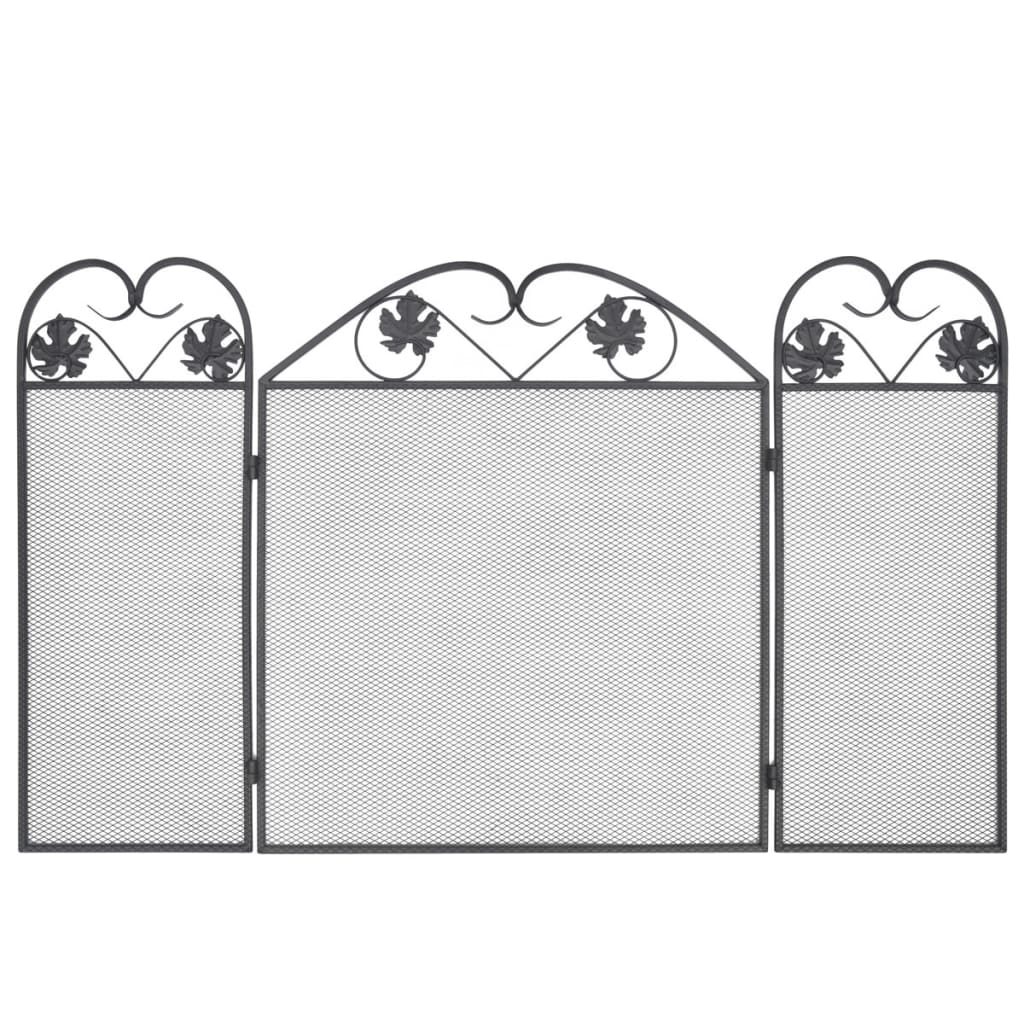 Funkenschutzgitter 3-teilig Eisen Schwarz 102 x 61 cm klappbar