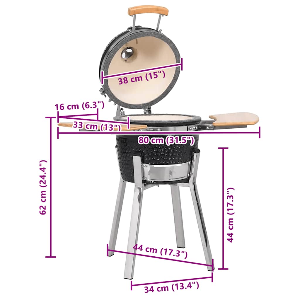 Kamado Barbecue Grill Räucherofen Keramik 81 cm Temperaturanzeige BBQ