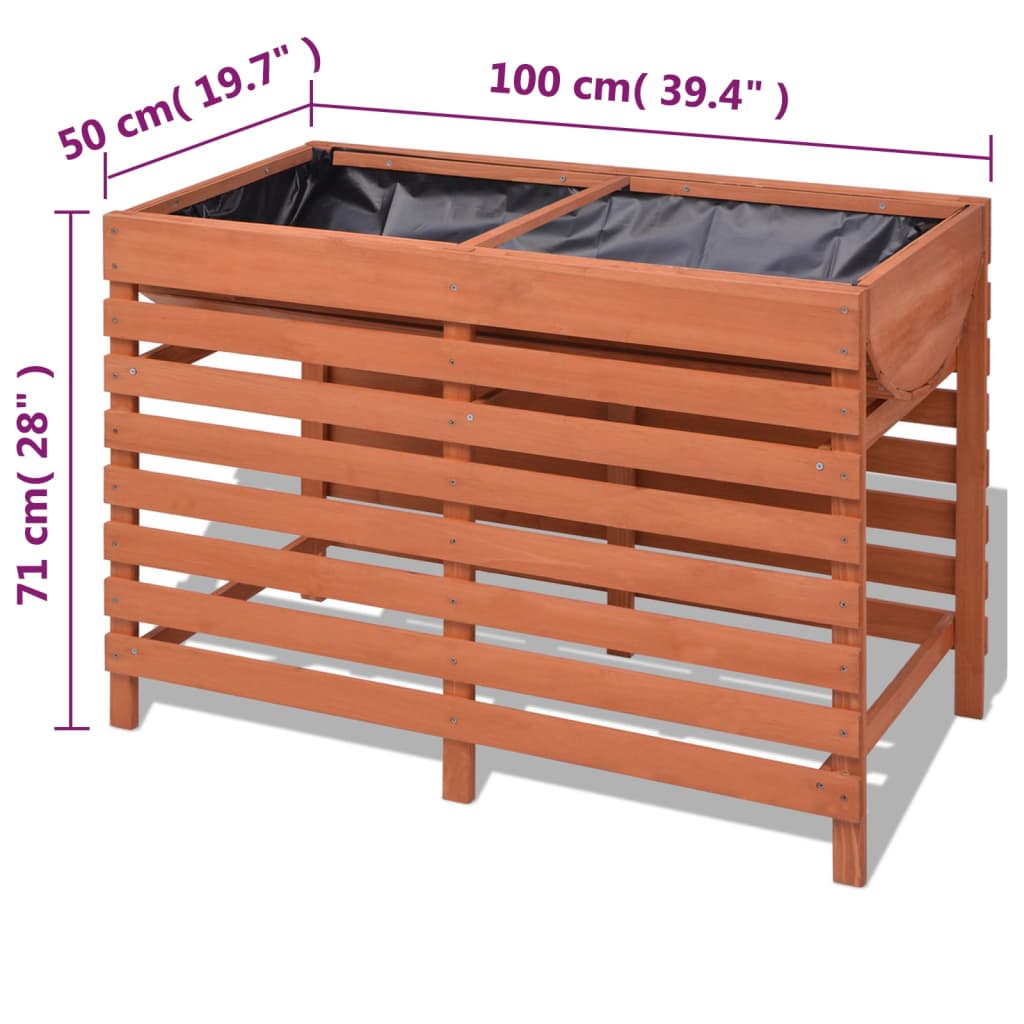 Hochbeet 100x50x71 cm Blumenkasten Tannenholz lasiert Braun Pflanzkübel