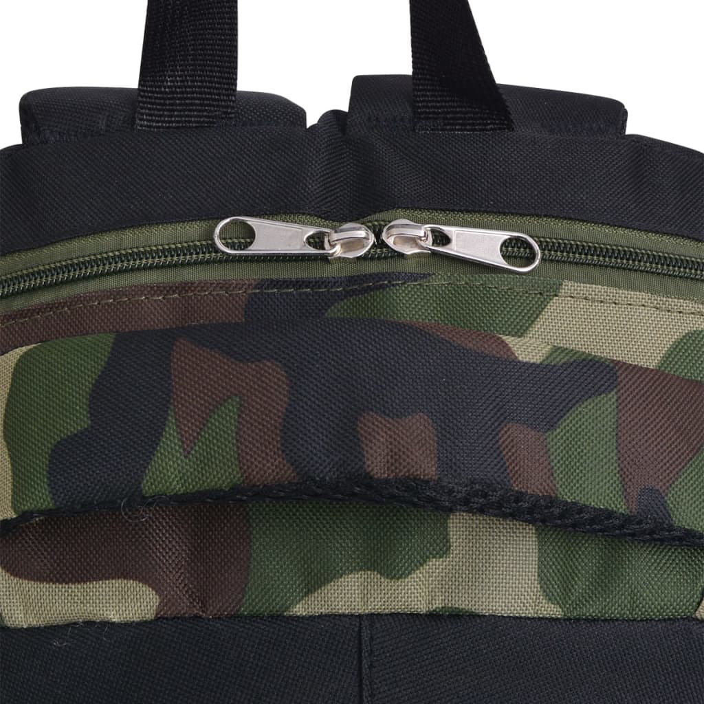 Rucksack Armee-Stil 40 L Schwarz und Tarnfarbe Wandern Camping Schule camouflage