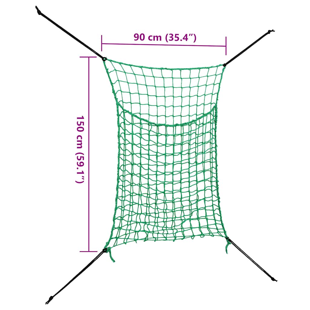 Heunetz 2er Set quadratisch 0,9x1,5 m PP Futternetz Pferde Pony