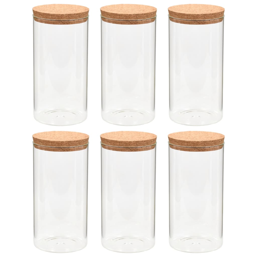 Vorratsgläser mit Korkdeckel 6 Stk. 1100 ml transparent Glas