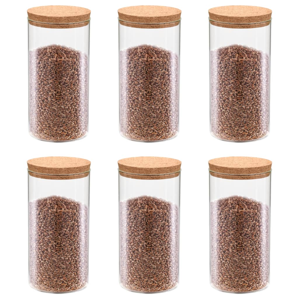 Vorratsgläser mit Korkdeckel 6 Stk. 1100 ml transparent Glas