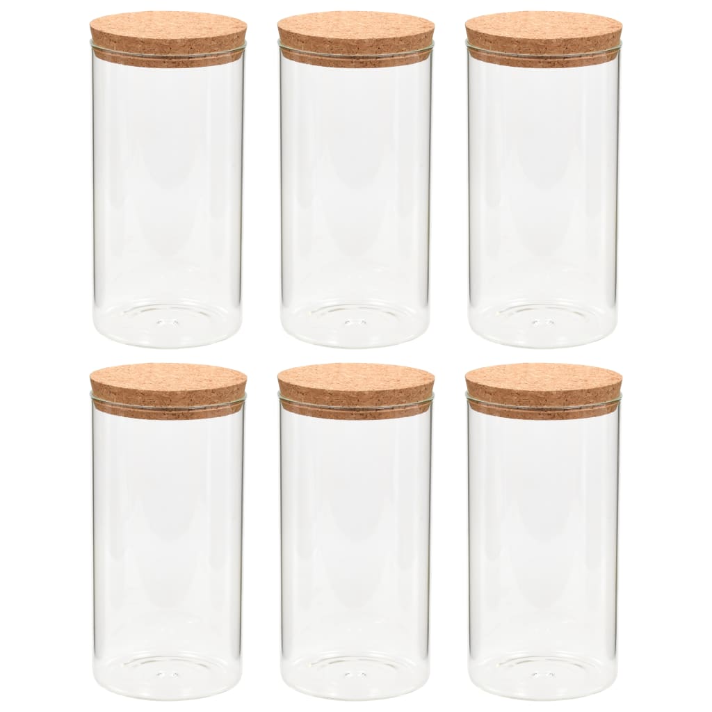 Vorratsgläser mit Korkdeckel 6 Stk. 1400 ml transparent Glas