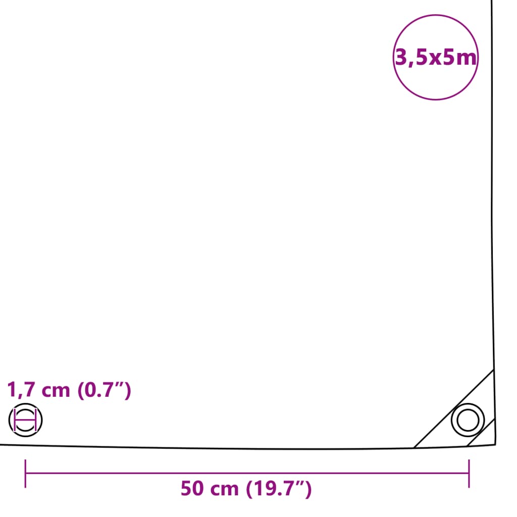 Abdeckplane beschichtetes Leinen 650 g/m² 3,5 x 5 m Grün mit Metallösen