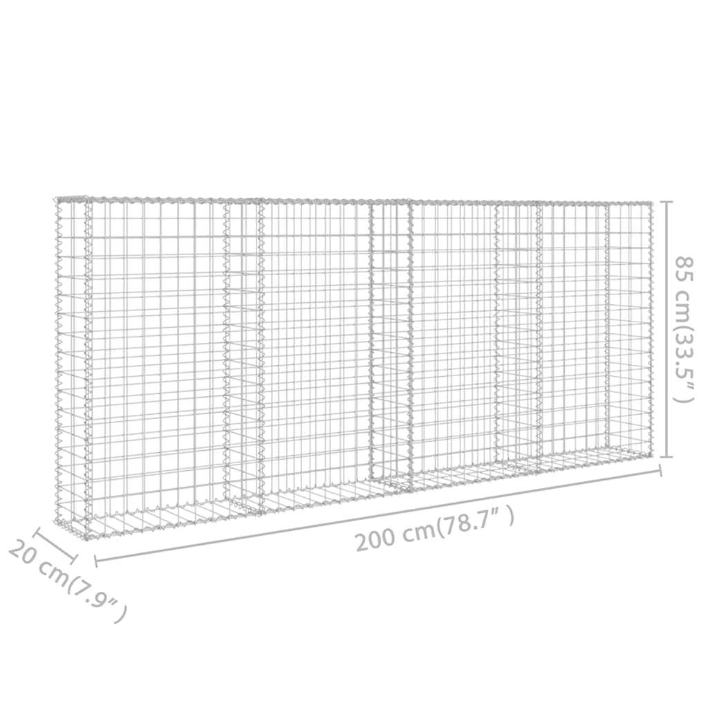 Gabionenwand Verzinkter Stahl 200×20×85 cm Gabionenzaun Drahtkorb Steinmauer Wand