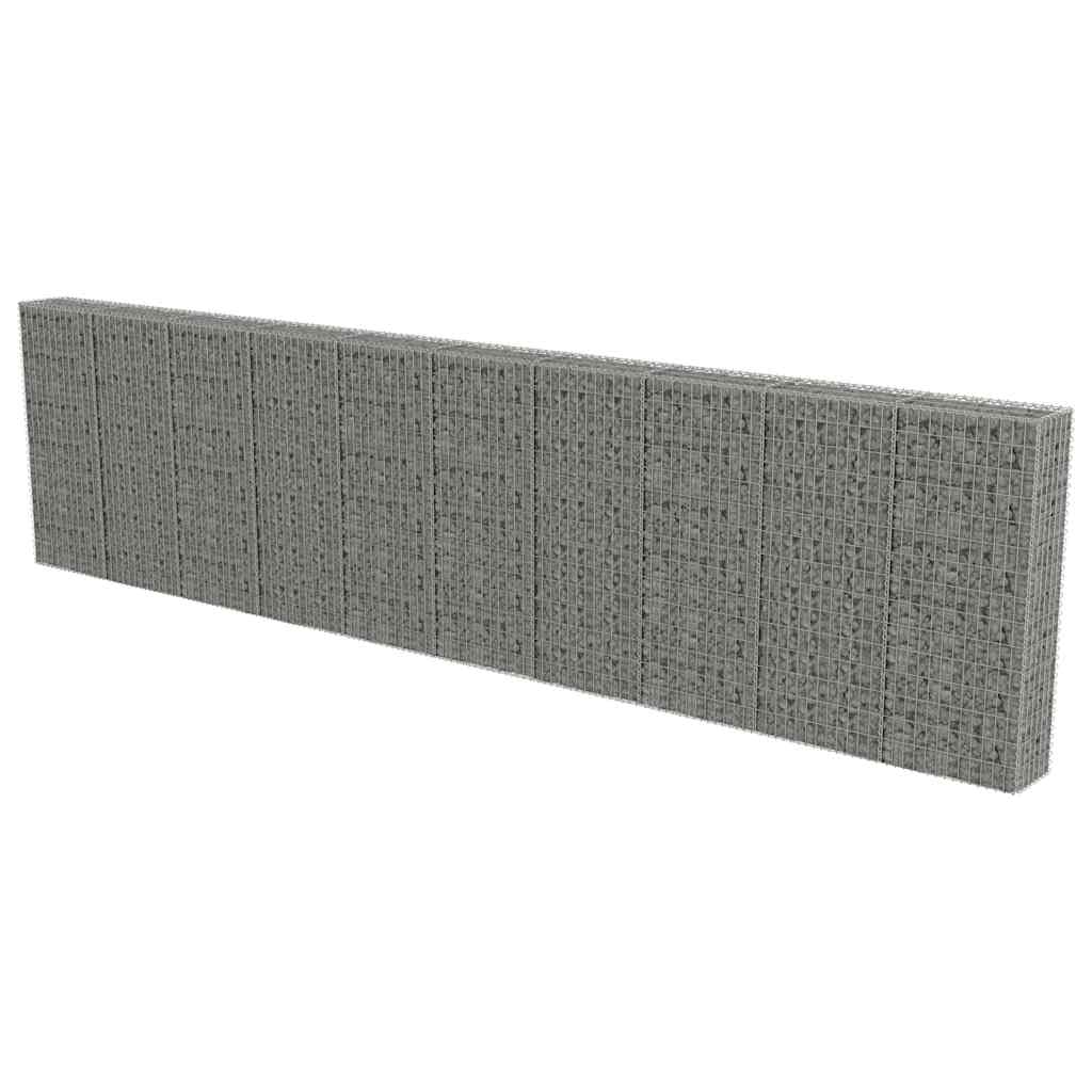 Gabionenwand Verzinkter Stahl 600×30×150 cm Gabionenzaun Drahtkorb Steinmauer