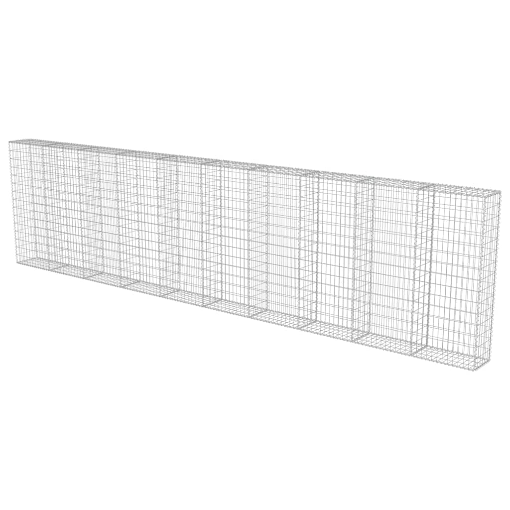 Gabionenwand Verzinkter Stahl 600×30×150 cm Gabionenzaun Drahtkorb Steinmauer