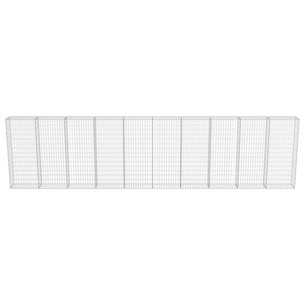 Gabionenwand Verzinkter Stahl 600×30×150 cm Gabionenzaun Drahtkorb Steinmauer