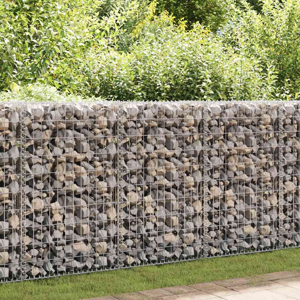 Gabionenwand Verzinkter Stahl 600×30×150 cm Gabionenzaun Drahtkorb Steinmauer