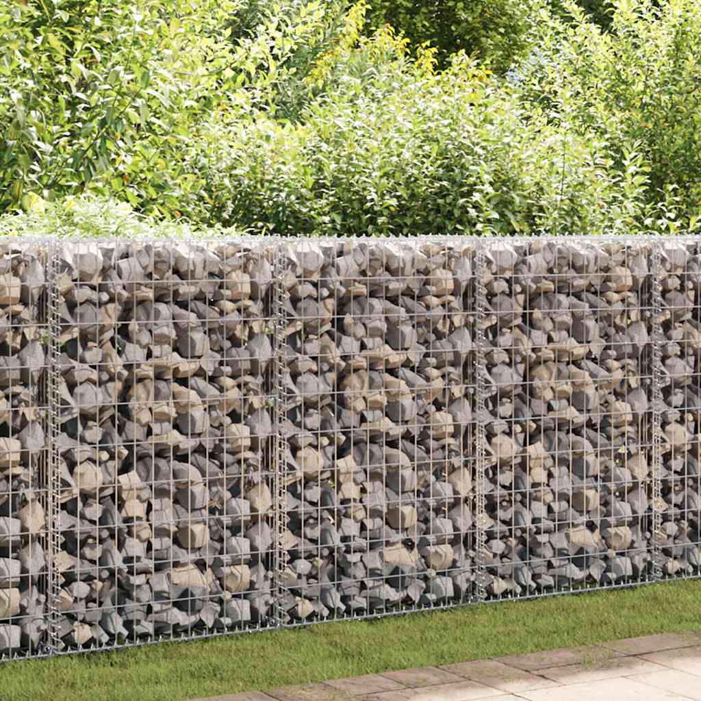 Gabionenwand Verzinkter Stahl 600×30×150 cm Gabionenzaun Drahtkorb Steinmauer