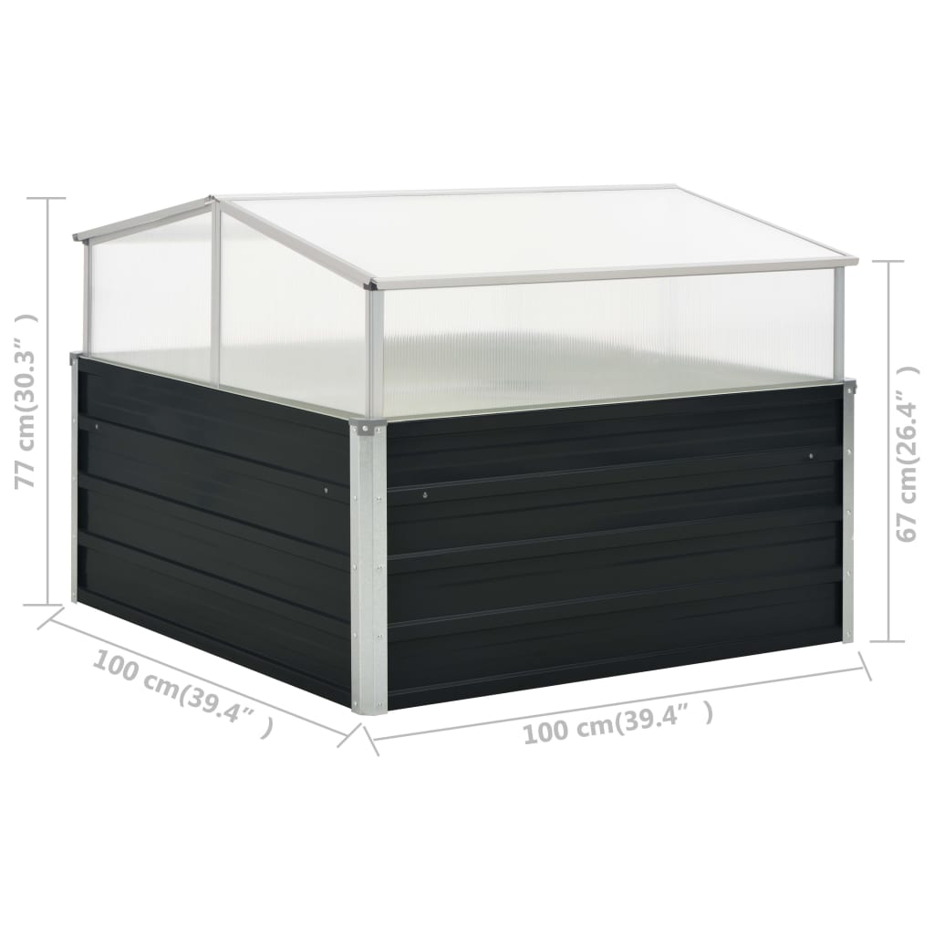 vidaXL Greenhouse Anthracite 100x100x77 cm Galvanized Steel