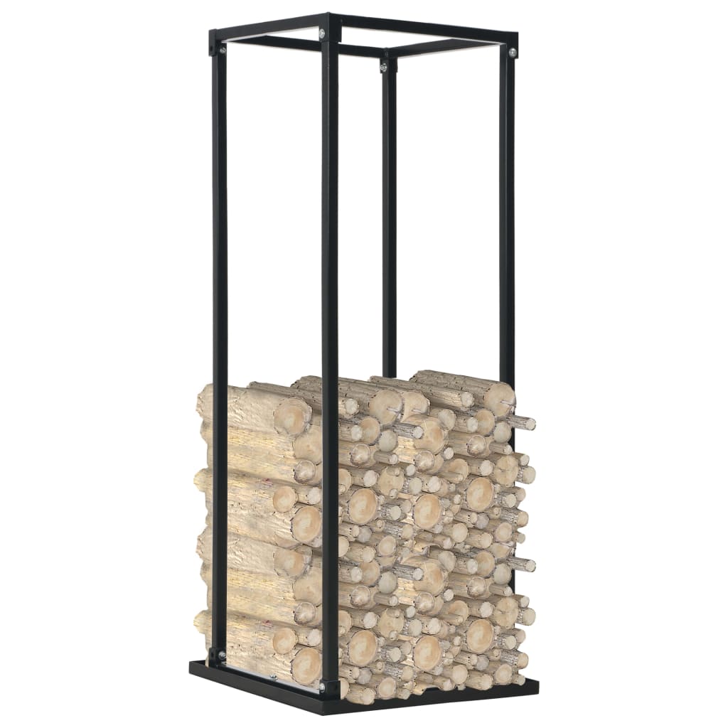Brennholzregal Stahl Schwarz 37 x 37 x 113 cm Kaminholzlager Feuerholzhalter Boden