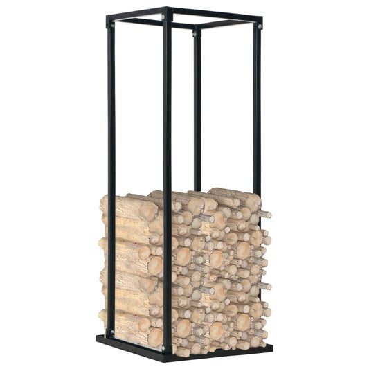 Brennholzregal Stahl Schwarz 37 x 37 x 113 cm Kaminholzlager Feuerholzhalter Boden