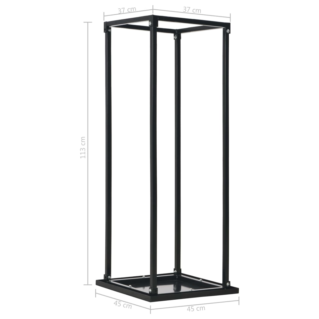 Brennholzregal Stahl Schwarz 37 x 37 x 113 cm Kaminholzlager Feuerholzhalter Boden
